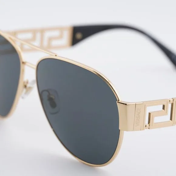 Versace VE2289 100287 Sunglasses Gold Aviator Frame, Dark Grey Lenses - Picture 7 of 9